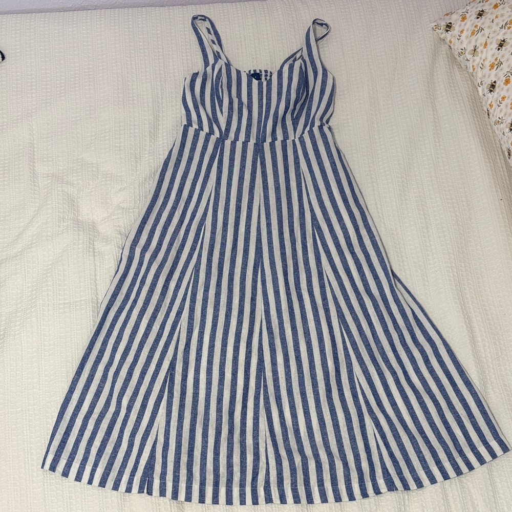 Old Navy Blue and White Striped Midi Dress